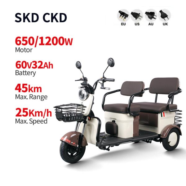 Electric Passenger Tricycle H3 Plus 650W1200W 60V 32Ah 25kmh images01